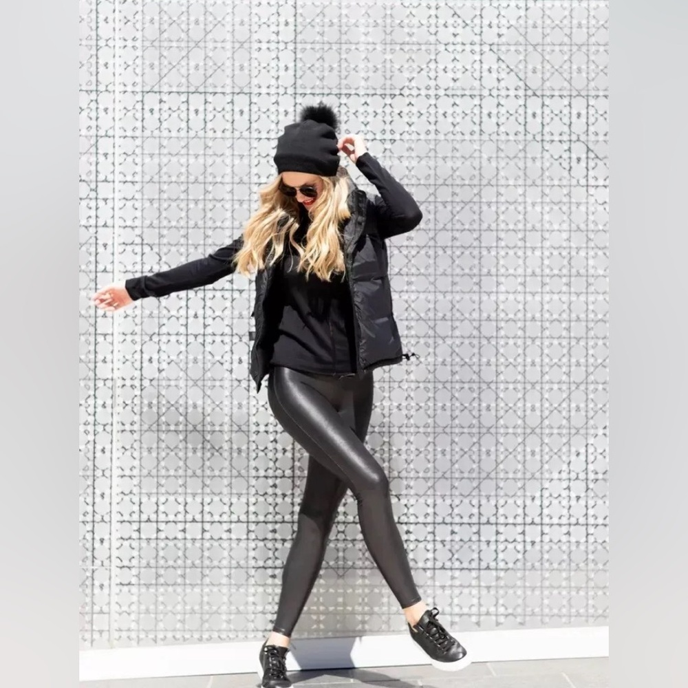 SPANX Black Faux Leather Leggings- Size XS